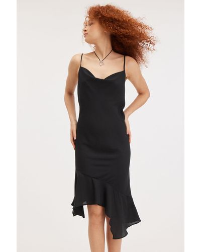 Monki Asymmetric Sleeveless Midi Dress - Black