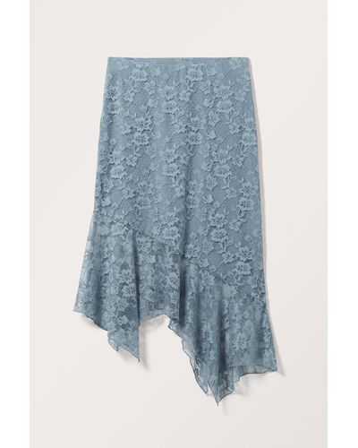 Monki Asymmetric Lace Skirt - Blue