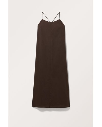 Monki Maxi Strap Cotton Dress - Brown