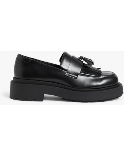 Monki Faux Leather Tassel Loafers - Black