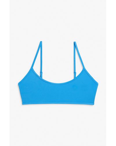 Monki Light Blue Coop Neck Bikini Top