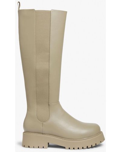 Monki Knee-high Chunky Chelsea Boots - Natural