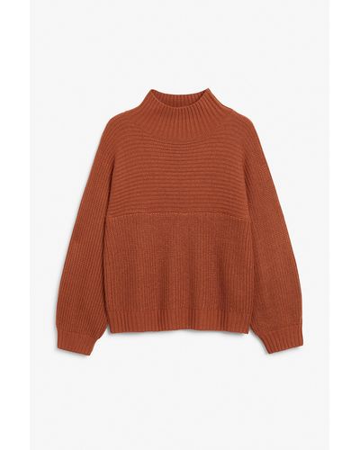 Monki Dark Orange Vertical Knit Jumper