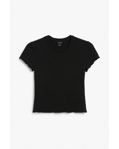 Monki Black Textured T-shirt