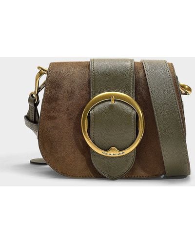 Polo Ralph Lauren Belt Saddle Lennox Medium Crossbody Bag In Olive Green Calfskin