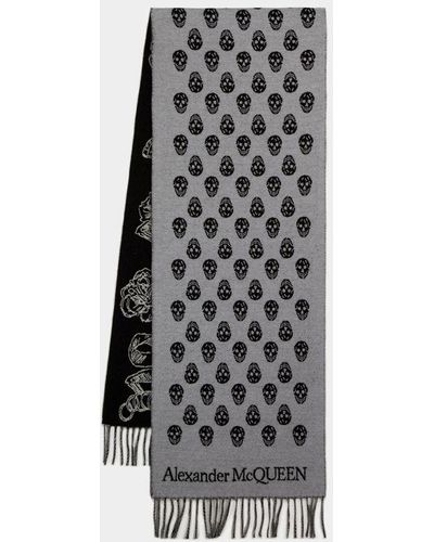 Alexander McQueen Ribbon Reverse Scarf - - Wool - Gray - Black