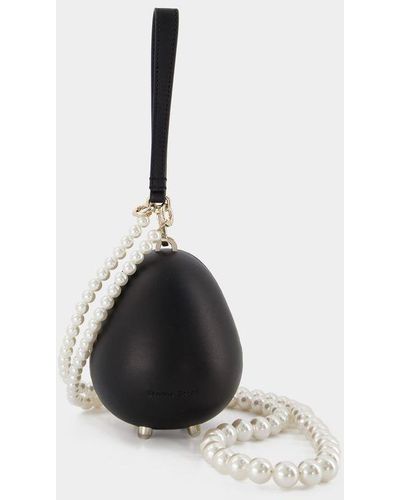 Simone Rocha Egg Bag Micrl With Pearl Crossbody Strap - Black
