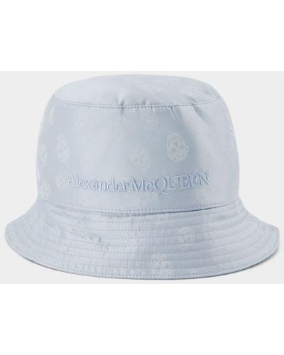 Alexander McQueen Light Bucket Hat With Skull Pattern - Blue