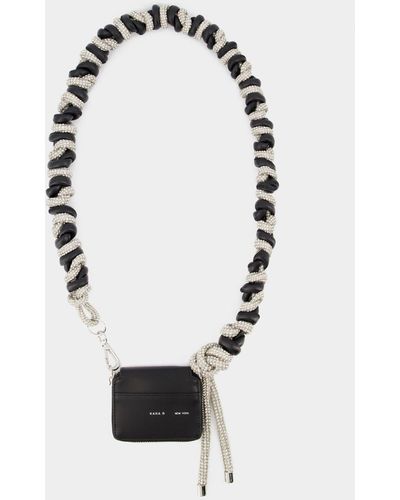 Kara Crystal Phone Cord Bike Crossbody Bag - - Black - Leather - White