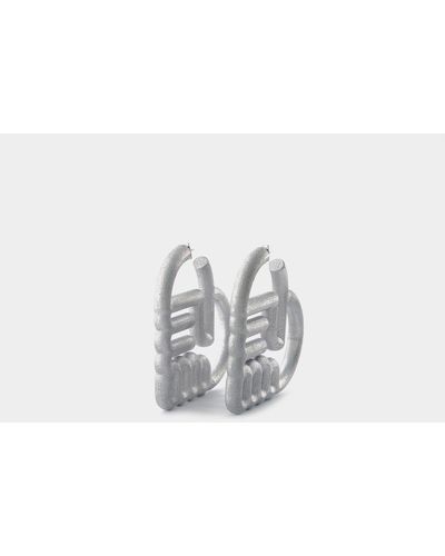 ESTER MANAS Pair Of Logo Hoop Silver Nylon - Metallic
