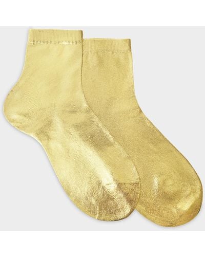 Maria La Rosa Metallic Socks In Gold Silk And Polyamide