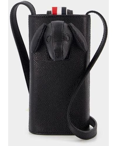 Thom Browne Hector Phone Holder W/ Shoulder Strap - Black