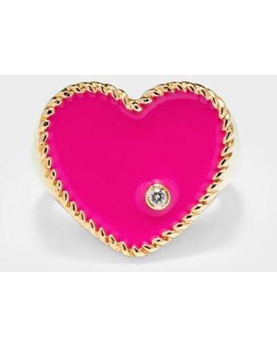 Yvonne Léon Heart-shaped Neon Fuchsia Signet Ring - Pink