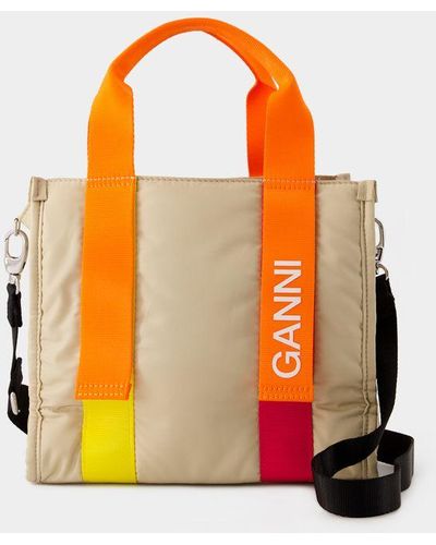 Ganni Recycled Tech Small Tote Bag - Orange