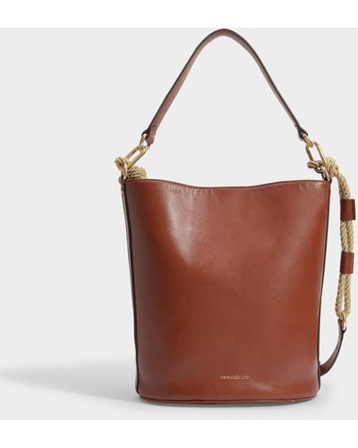 Vanessa Bruno Holly Bucket Bag In Cognac Leather - Brown