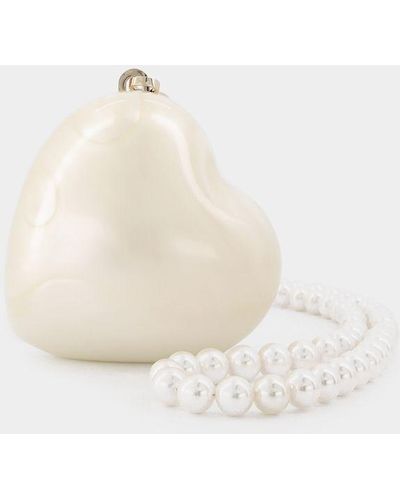 Simone Rocha Micro Heart Bracelet With Leather/pearl Strap - White
