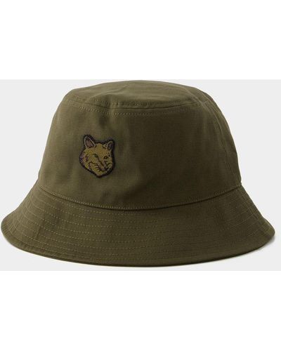 Maison Kitsuné Fox Head Patch Bucket Hat - - Cotton - Khaki - Green