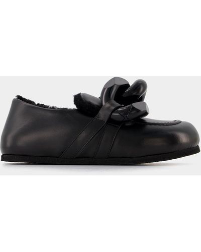 JW Anderson Chain Loafers Close Back - Black