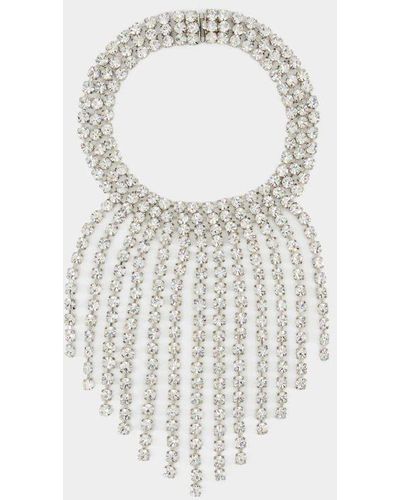 Alessandra Rich Crystal With Fringes Necklace - White