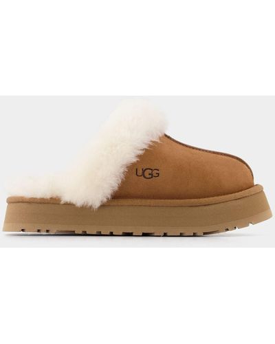 UGG Disquette Mules - - Chestnut - Leather - Brown