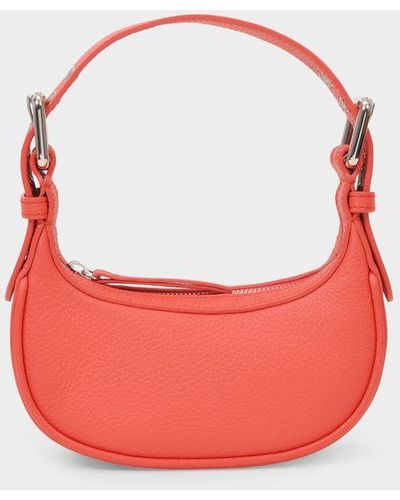 BY FAR Mini Soho Coral Flat Grain Leather - Red
