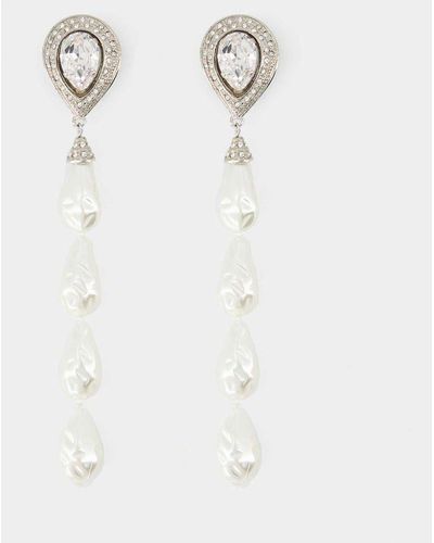 Alessandra Rich Pearl Cascade Earring - White
