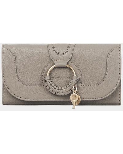 See By Chloé Hana Long Wallet With Flap - Grey