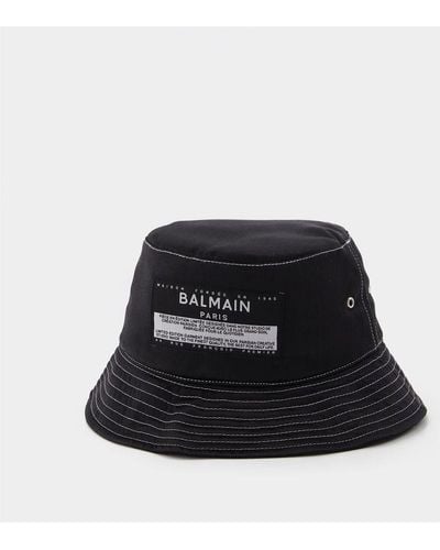 Balmain Satin&label Bucket Hat - Black