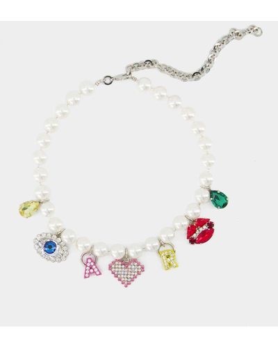 Alessandra Rich Pearl With Charmes Necklace - White