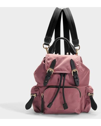 Burberry The Rucksack Small Backpack In Mauve Nylon - Pink