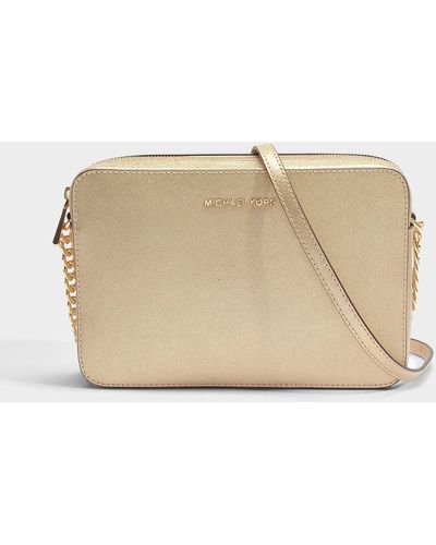 MICHAEL Michael Kors Large East-west Crossbody Bag In Pale Gold Metallic Saffiano Leather