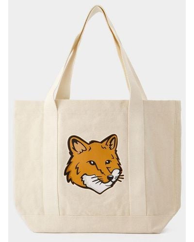 Maison Kitsuné Fox Head Tote Bag - Natural