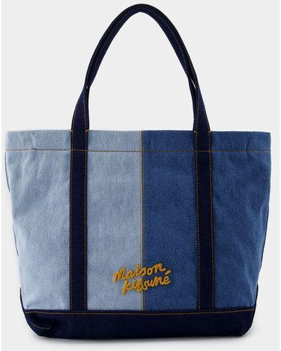 Maison Kitsuné Fox Head Medium Shopper Bag - Blue