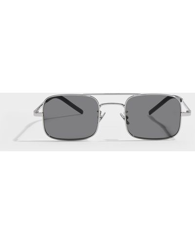 Saint Laurent Sl 331 Sunglasses In Silver Metal And Gray Lenses - Metallic