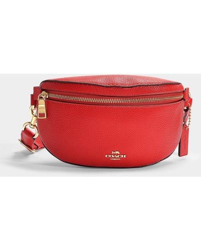 COACH Belt Bag In Jasper Polished Pebble Leather - Red