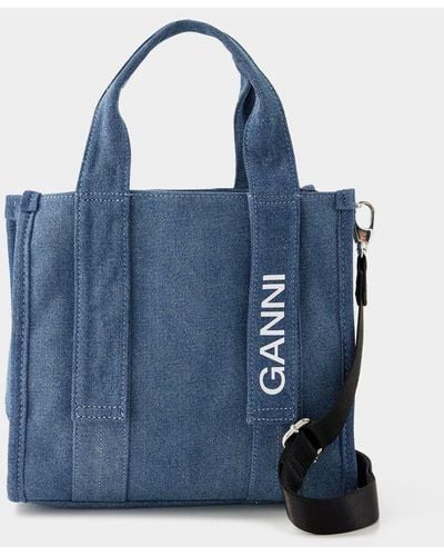 Ganni Small Recycled Tech Shopper Bag - Blue