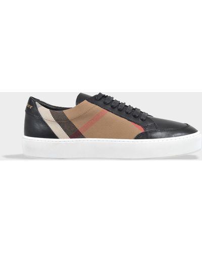 Burberry Salmond Classic Check Sneakers In Check Leather - Multicolor