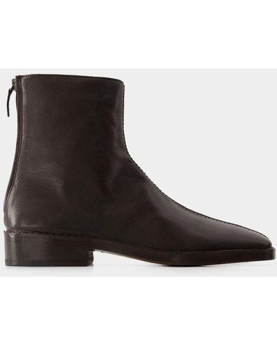 Lemaire Piped Zipped Ankle Boots - Black