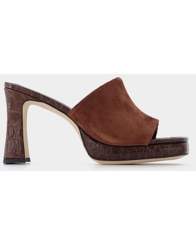 BY FAR Beliz Sequoia Croco And Suede Leather Sandals - Brown