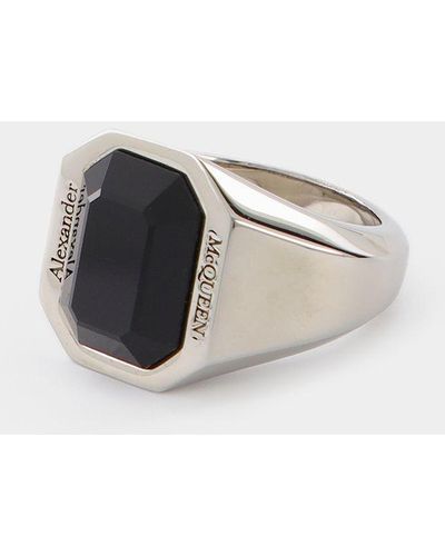 Alexander McQueen Jeweled Ring - Metallic