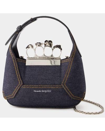 Alexander McQueen Jeweled Mini Hobo Bag - Blue