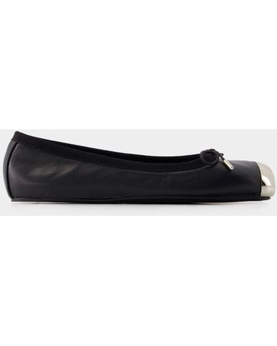Alexander McQueen Metal-toecap Leather Ballet Flats - Black