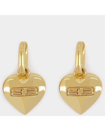 Balenciaga Bb Heart Gold-tone Brass Earrings - Metallic