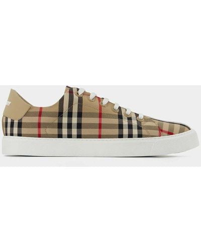 Burberry Check Motif Cotton Sneakers - Brown
