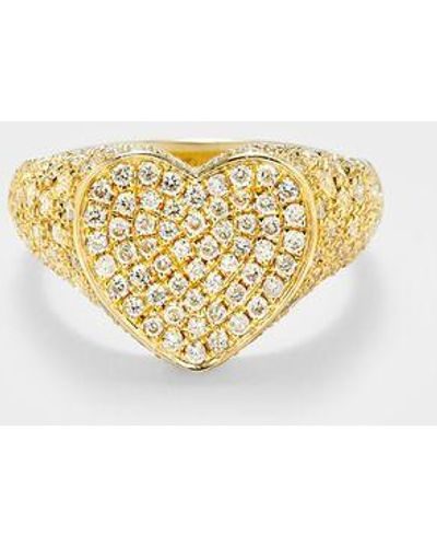 Yvonne Léon Set Heart Signet Ring & Wave Ring Diamonds - Metallic