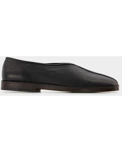 Lemaire Flat Piped Mules - Black