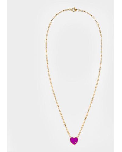Yvonne Léon Small Solitary Heart Necklace - White