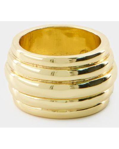 Anine Bing Chunky Ribbed Ring Gold Ring - Metallic