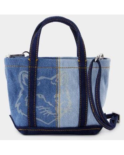 Maison Kitsuné Fox Head Mini Shopper Bag - Blue