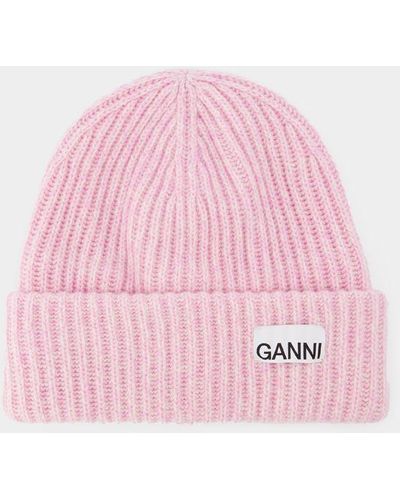 Ganni Ribbed Beanie Hat - Pink